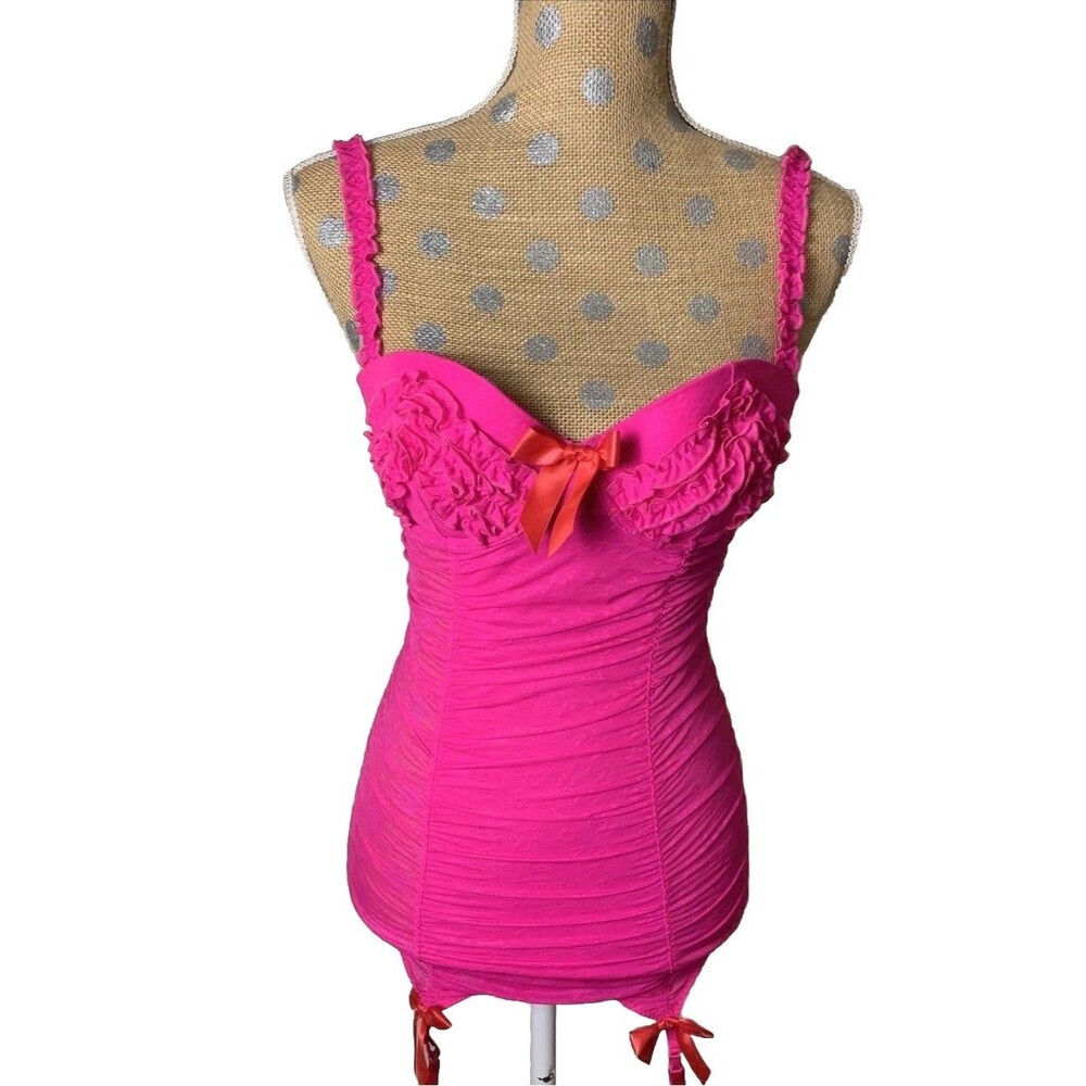 Victoria Secret Sexy Little Things 34C Pink Lace Babydoll Corset Coquette Fairy